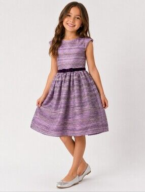 2/$50 Jona Michelle Girls Purple Striped Party Dress – Size 8 💜 NWT